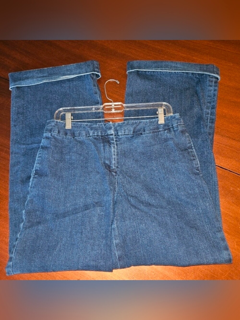 Liz Claiborne "Jackie" Side Pocket Flat Front Flattering Pipe Leg Denim Jeans